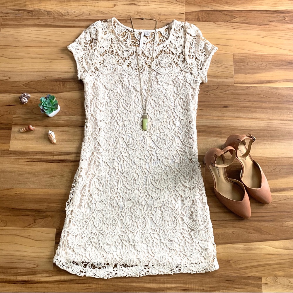 Lauren Conrad Crochet Overlay Dress